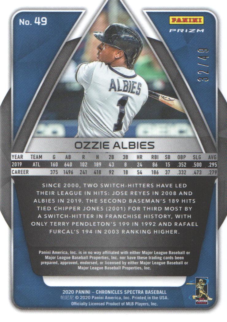 2020 Panini Spectra Neon Green #49 Ozzie Albies back image