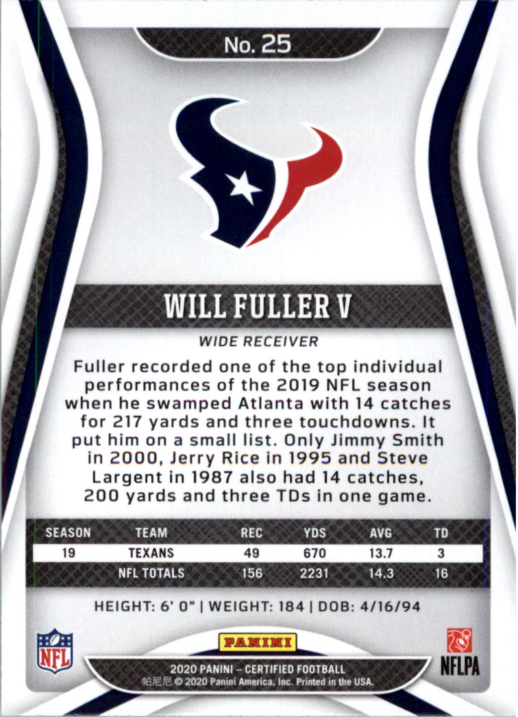 2020 Certified Football Card Pick (Base)