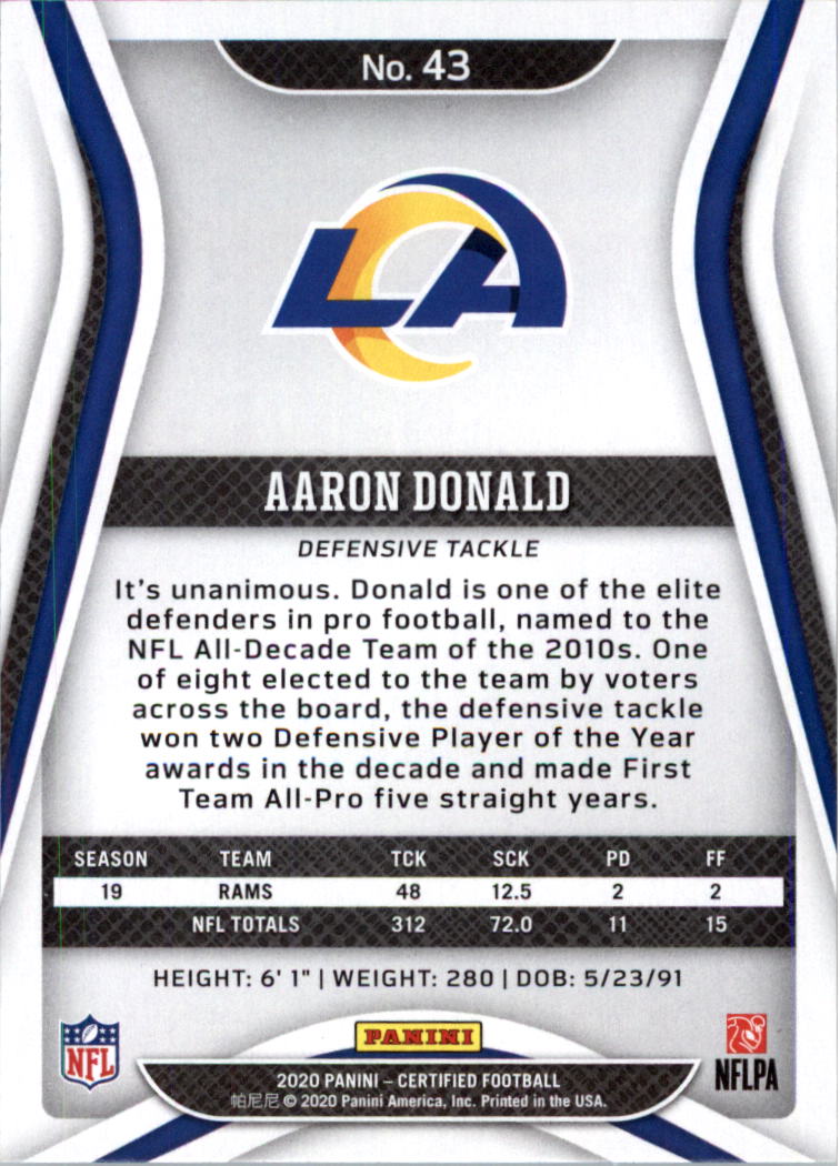 2020 Certified Football Card Pick (Base)