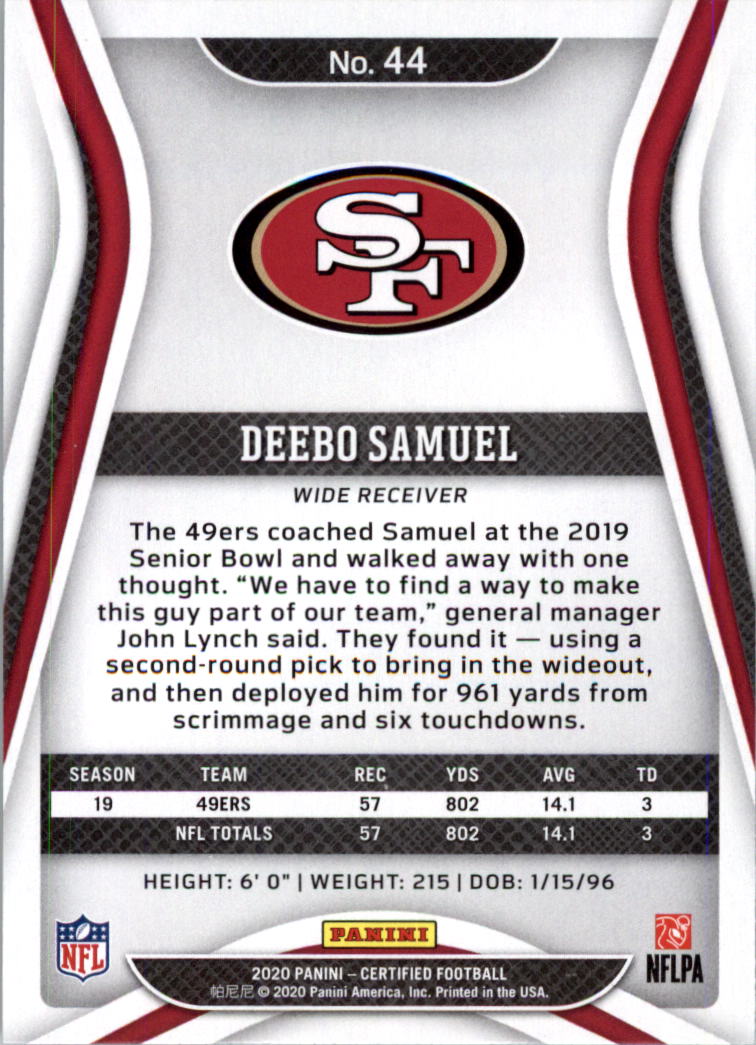 2020 Certified Football Card Pick (Base)