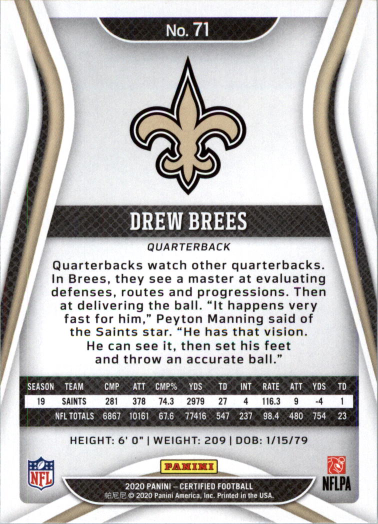 2020 Certified Football Card Pick (Base)