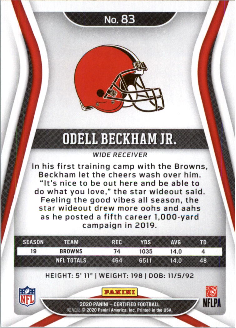 2020 Certified Football Card Pick (Base)