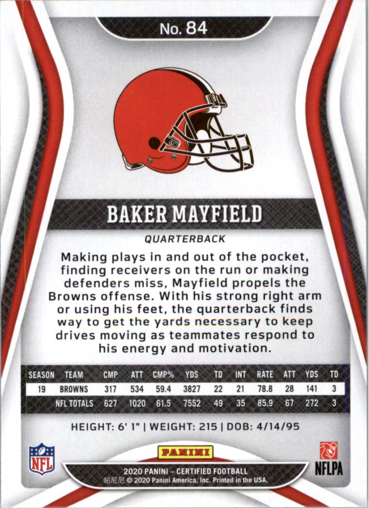 2020 Certified Football Card Pick (Base)