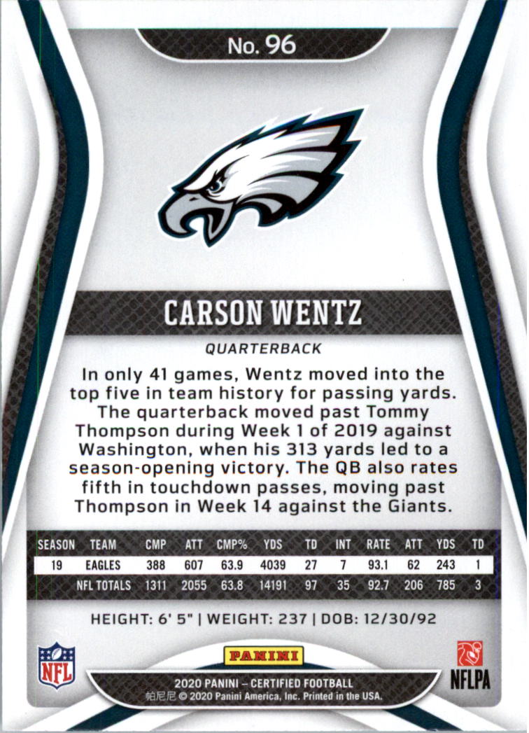 2020 Certified Football Card Pick (Base)