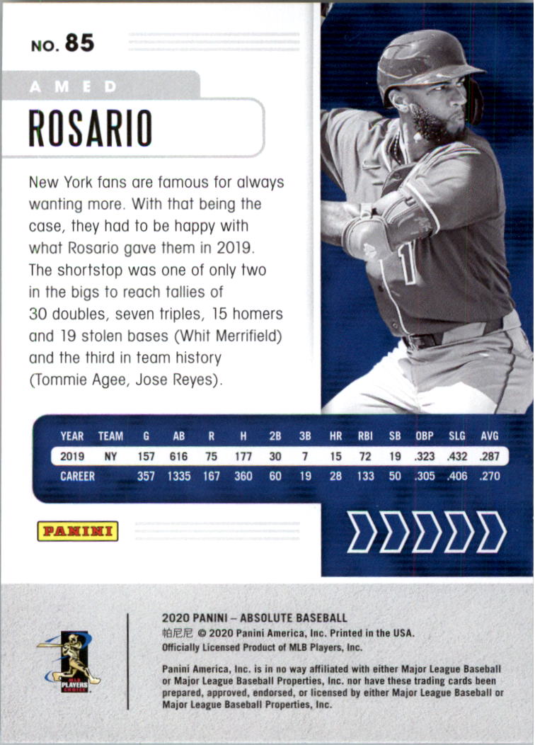 2020 Absolute #85 Amed Rosario back image
