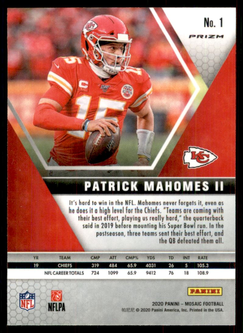 PATRICK MAHOMES II 2020 MOSAIC FOOTBALL #WW1 WILL TO WI