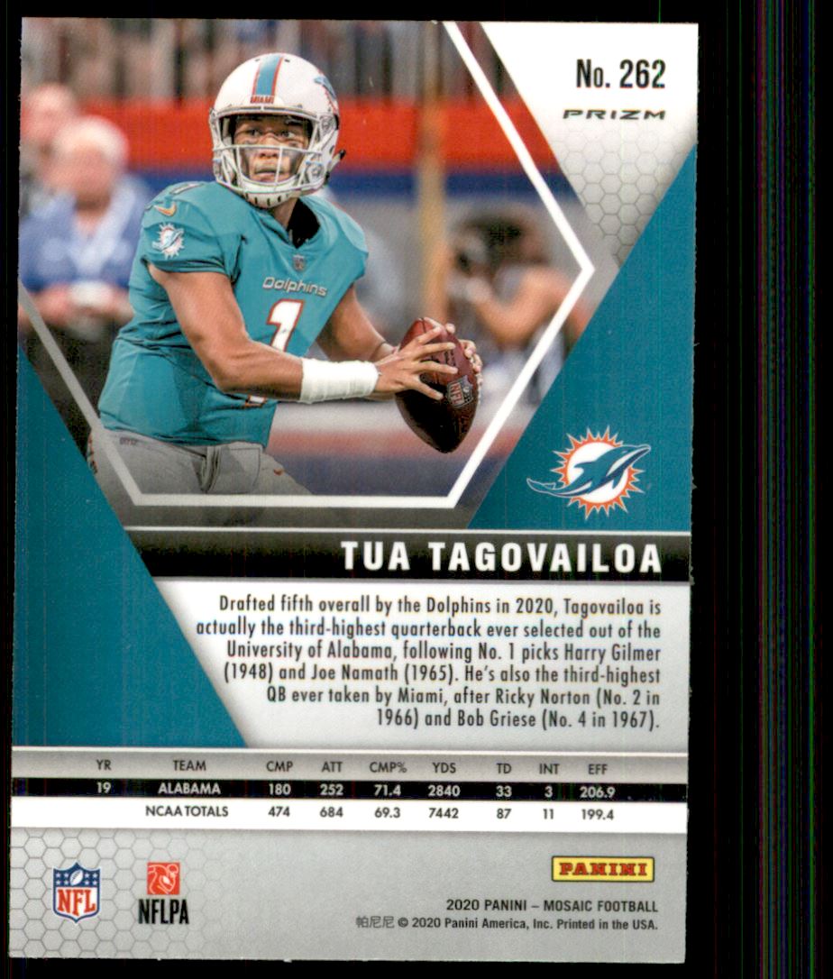 Tua Tagovailoa 2020 Panini Mosaic Orange Reactive Nfl Debut Rc #262