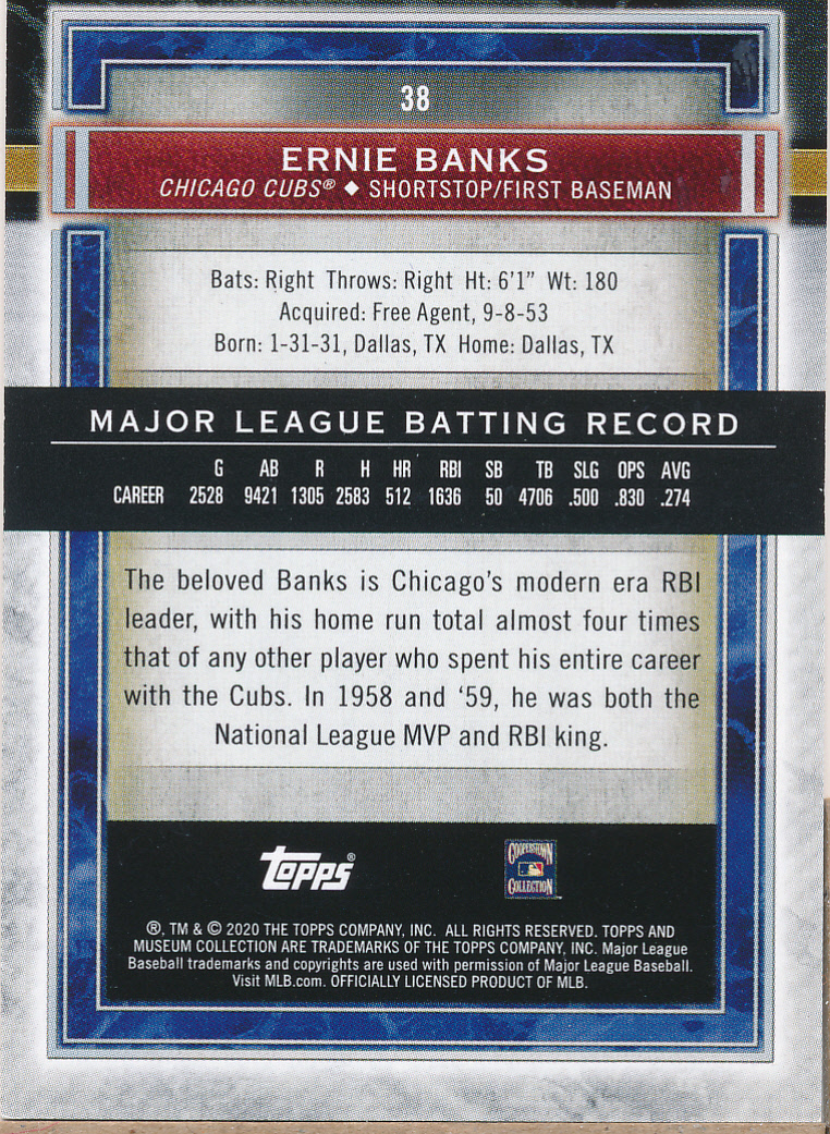 2020 Topps Museum Collection #38 Ernie Banks