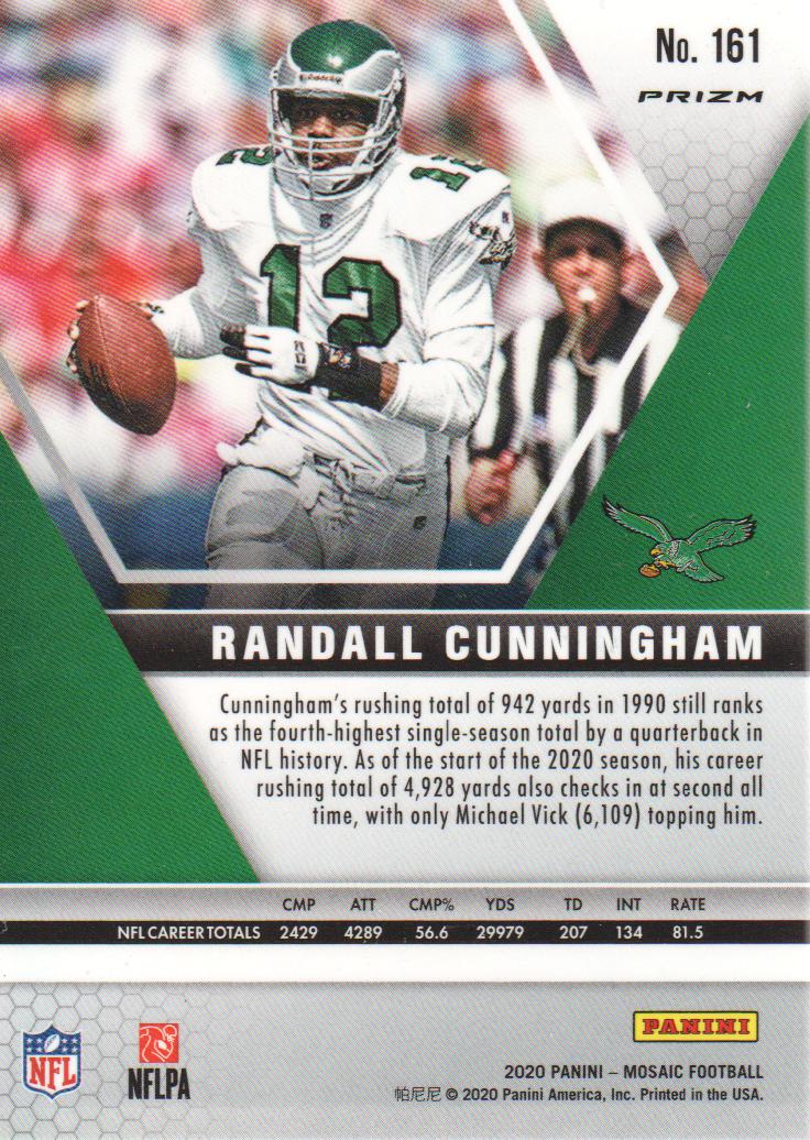 Randall Cunningham 2020 Panini Mosaic Green Prizm #161 PHILADELPHIA EAGLES