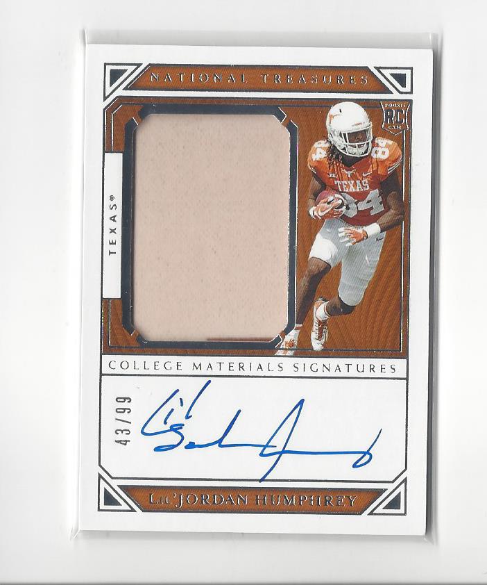 2019 Panini National Treasures Collegiate #143 Lil'Jordan Humphrey JSY  AU/99 RC - NM-MT