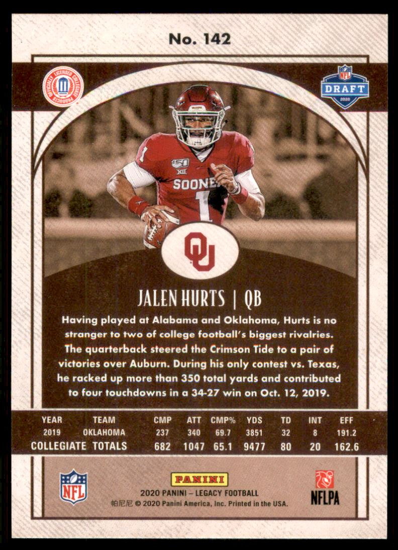 2020 Panini Legacy #142 Jalen Hurts RC