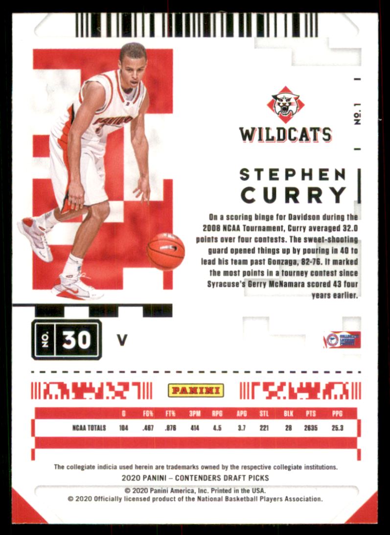 2020-21 Panini Contenders Draft Picks Variations #1 Stephen Curry - NM-MT