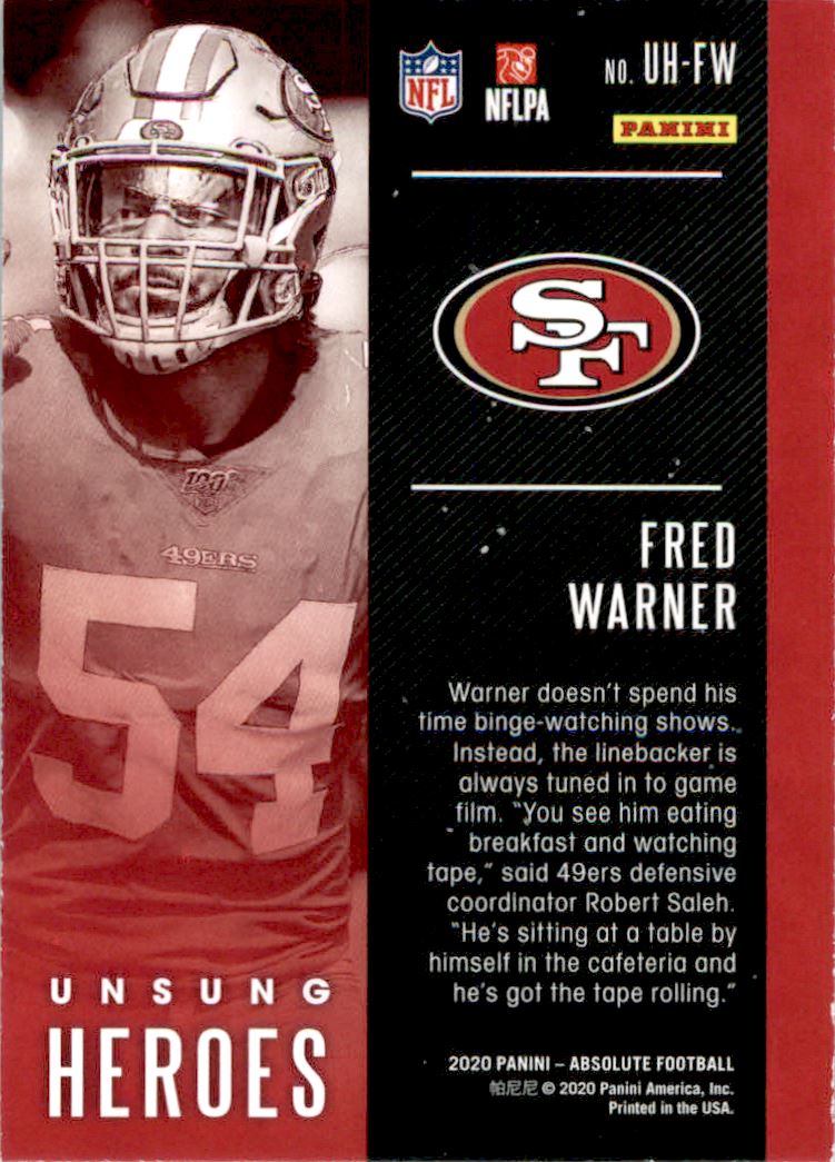  2020 Panini Prizm #286 Fred Warner San Francisco 49ers