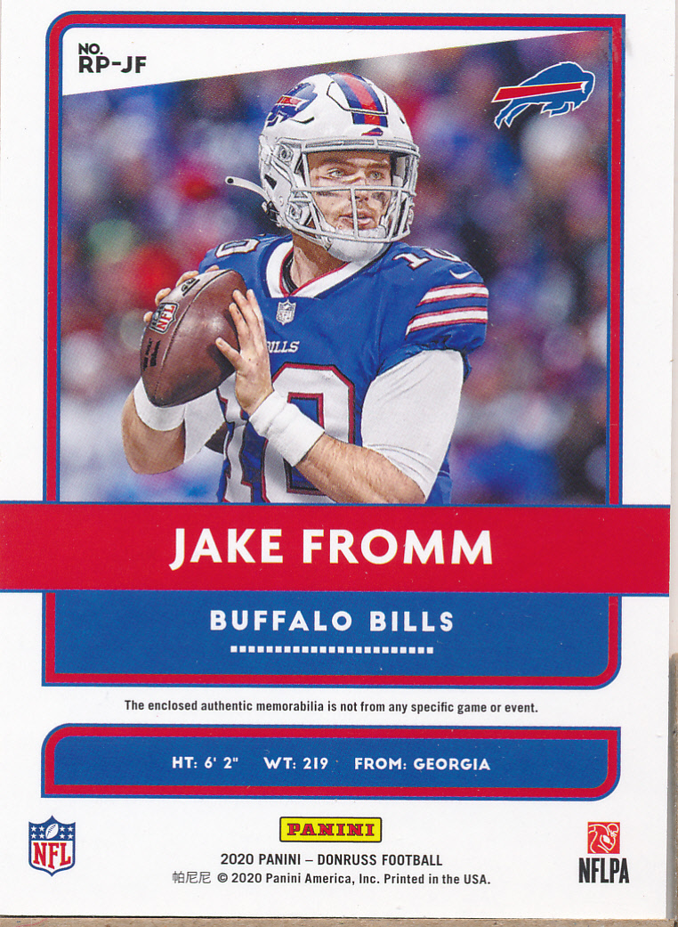 2020 Donruss Rookie Phenom Jerseys #5 Jake Fromm