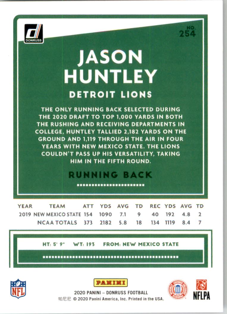 2020 Donruss Season Stat Line #254 Jason Huntley/500 back image