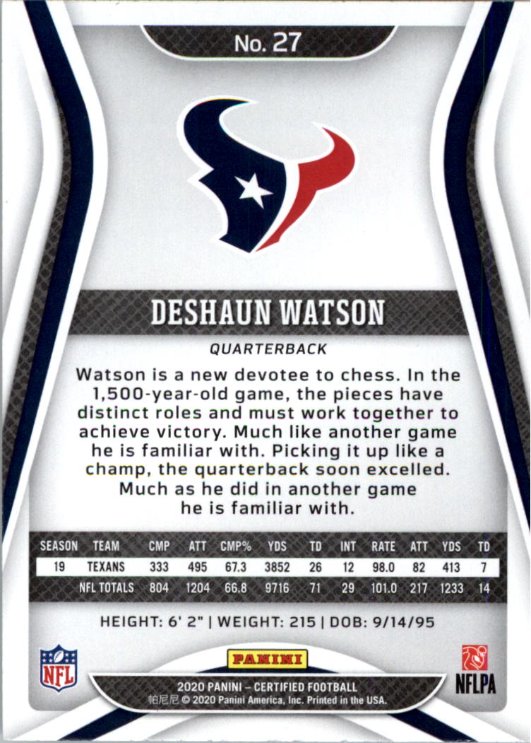 2020 Certified Football Card Pick (Base)