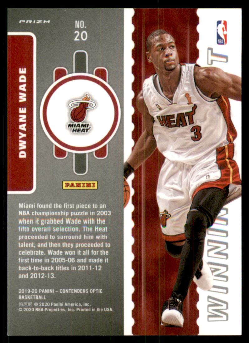 2019-20 Panini Contenders Optic Winning Tickets Blue Cracked Ice #20 Dwyane Wade