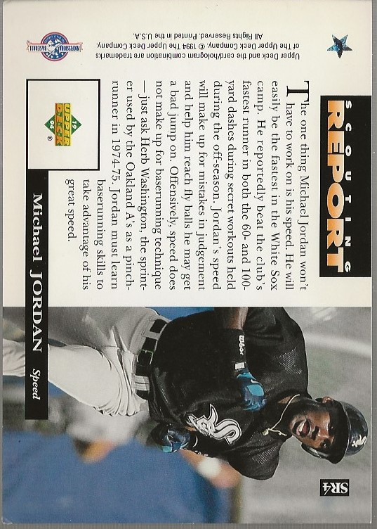 Michael Jordan 1994 Upper Deck Scouting Report Rookie Card#SR4