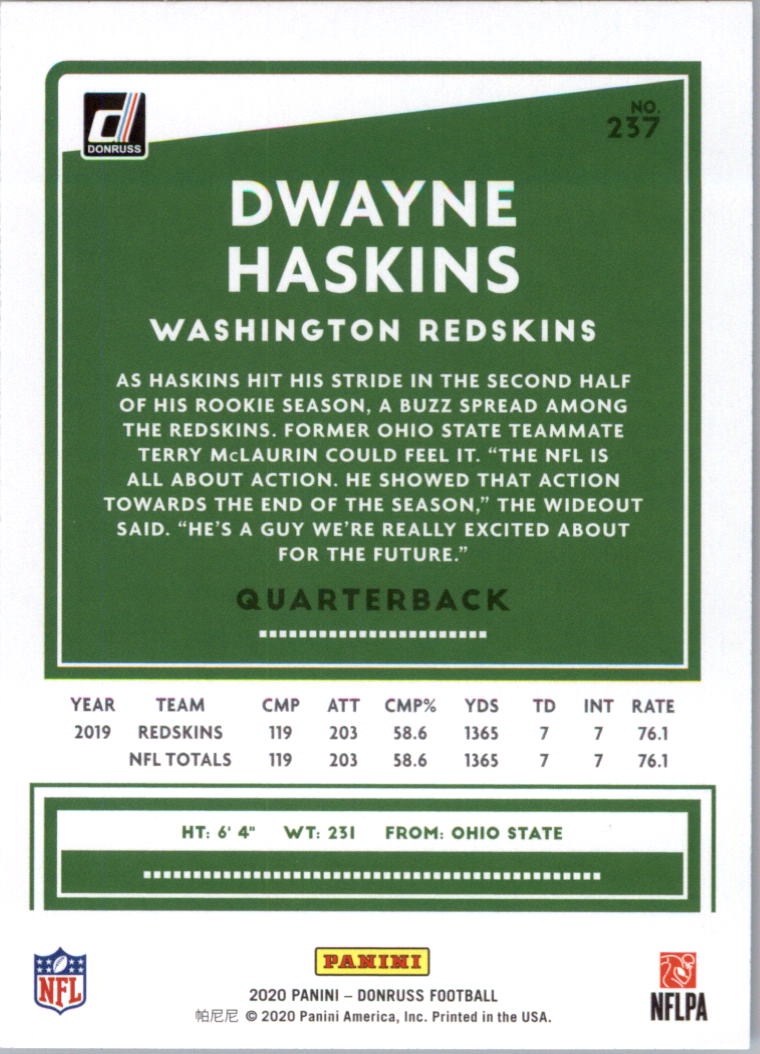 2020 Donruss Football Card Pick (Base) 210-350 - Picture 57 of 265