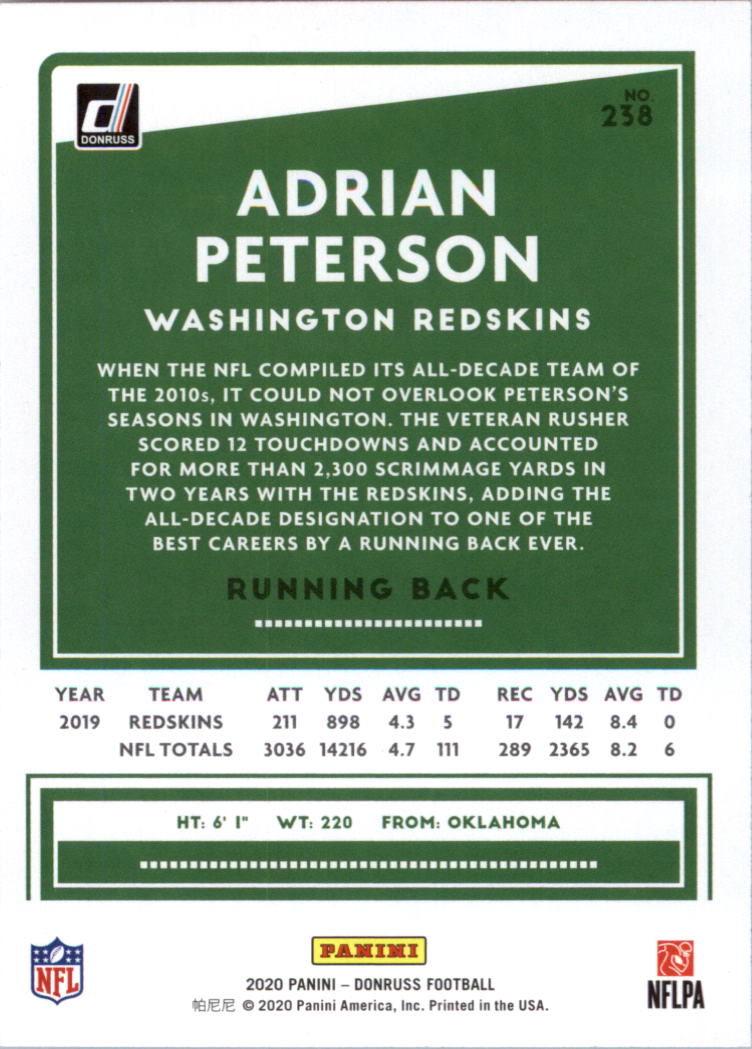 2020 Donruss Football Card Pick (Base) 210-350 - Picture 59 of 265