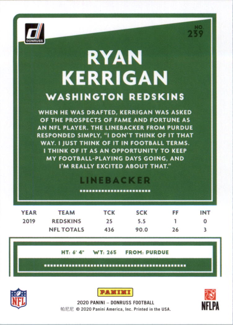 2020 Donruss Football Card Pick (Base) 210-350 - Picture 63 of 265