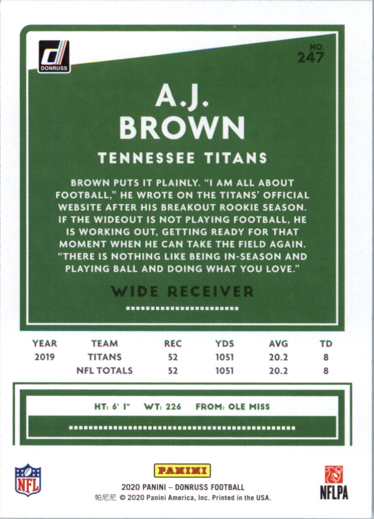 2020 Donruss Football Card Pick (Base) 210-350 - Picture 79 of 265