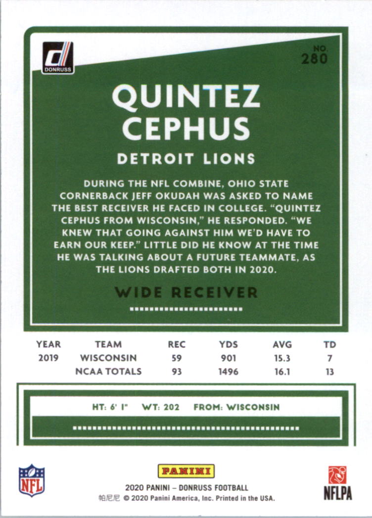 2020 Donruss Football Card Pick (Base) 210-350 - Picture 145 of 265