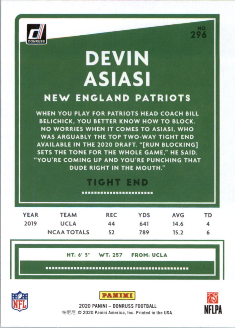 2020 Donruss Football Card Pick (Base) 210-350 - Picture 177 of 265