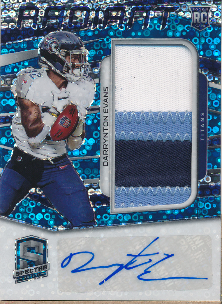 2020 Panini Spectra Radiant Rookie Patch Signatures Neon Blue #21 Darrynton  Evans/60 - NM-MT