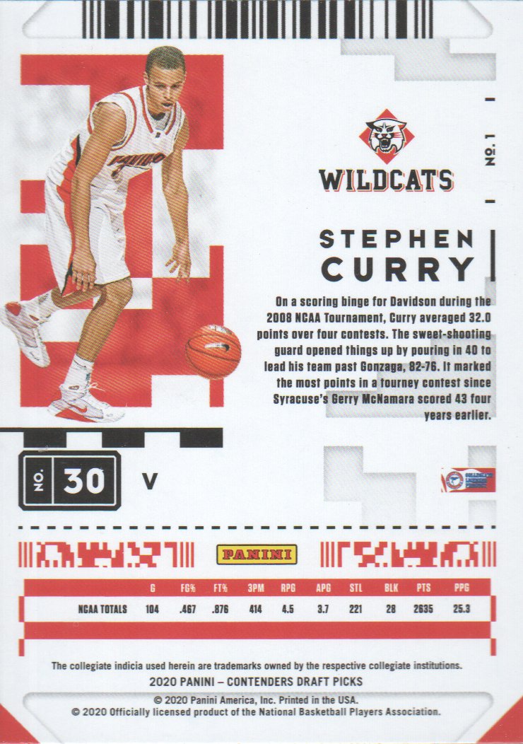 2020-21 Panini Contenders Draft Picks Variations #1 Stephen Curry - NM-MT