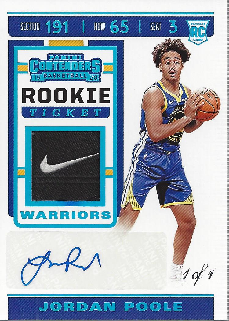 SSP RC Auto 19 Panini Contenders Jordan Poole ジョーダン・プール 直筆 ルーキー サイン NBA Warriors ウォリアーズ バスケ 大活躍