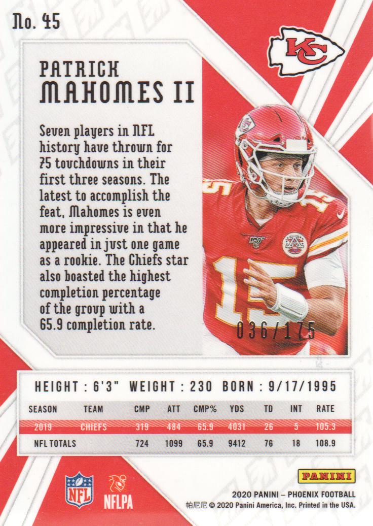 : 2020 Score Game Face Football #3 Patrick Mahomes II