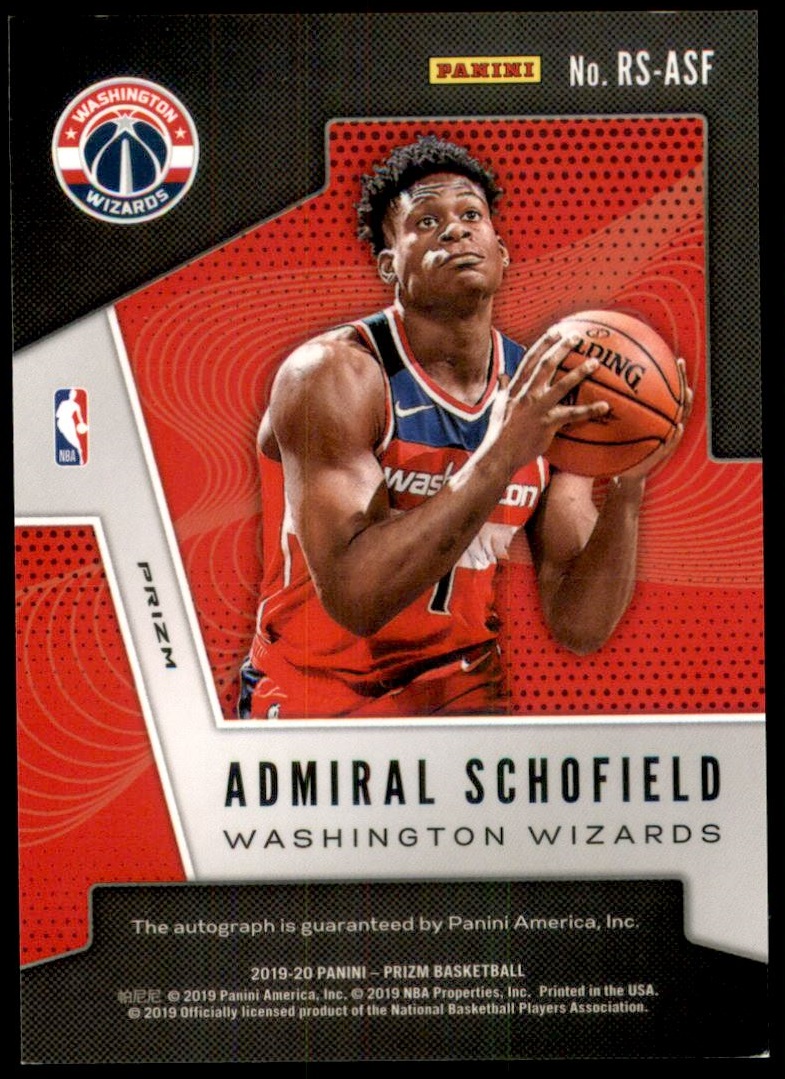2019-20 Panini Prizm Rookie Signatures Prizms Silver #1 Admiral Schofield back image