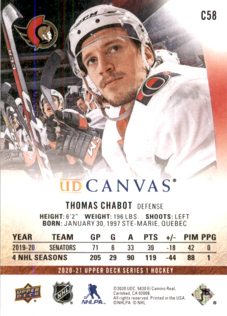 2020-21 Upper Deck Canvas #C58 Thomas Chabot