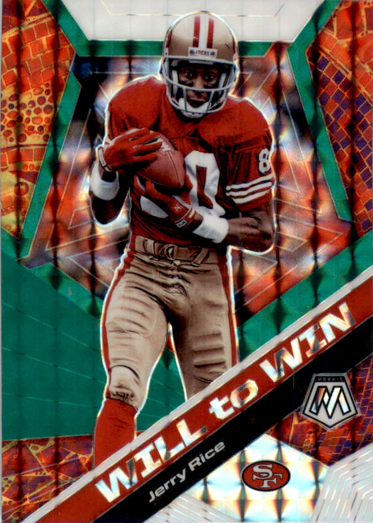 2020 Panini Mosaic Will to Win Mosaic Green #14 Jerry Rice - NM-MT