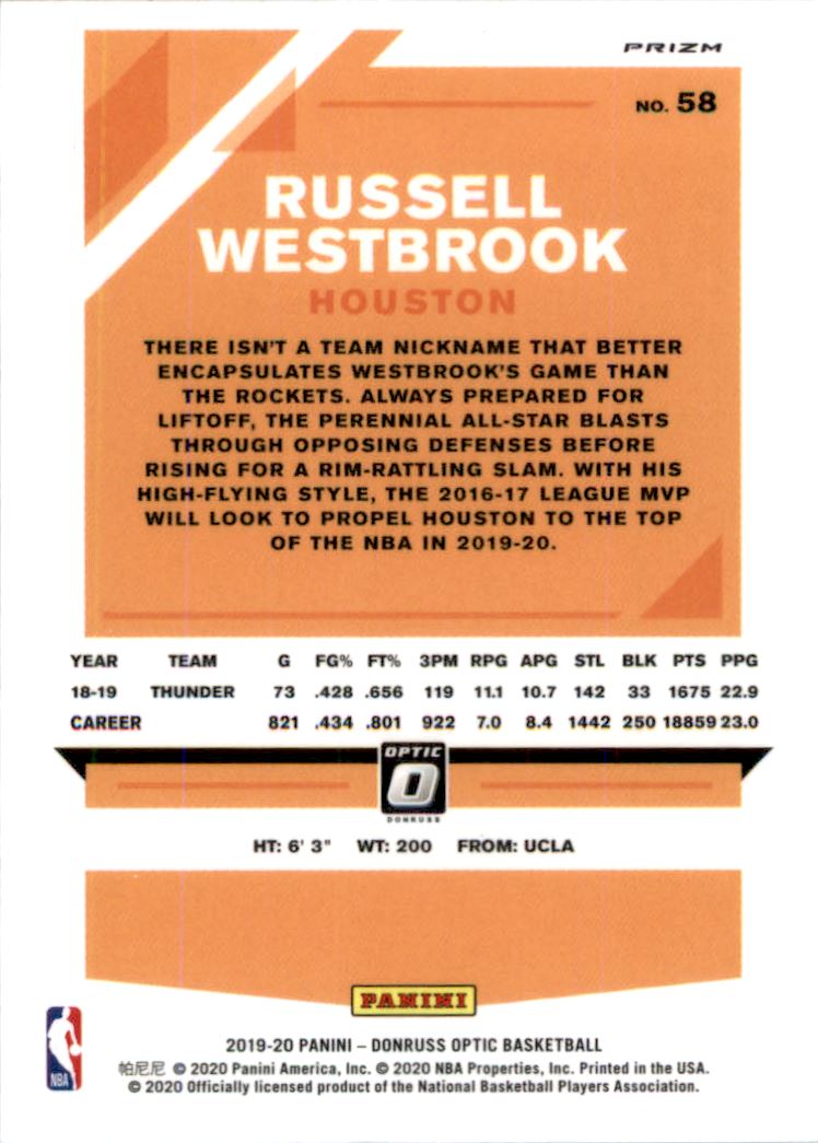 2019-20 Donruss Optic Purple #58 Russell Westbrook