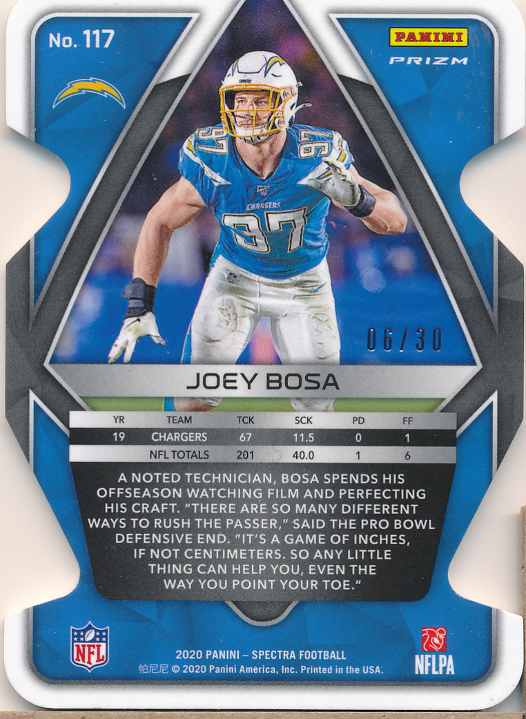 2020 Panini Spectra Neon Green Die Cut #117 Joey Bosa