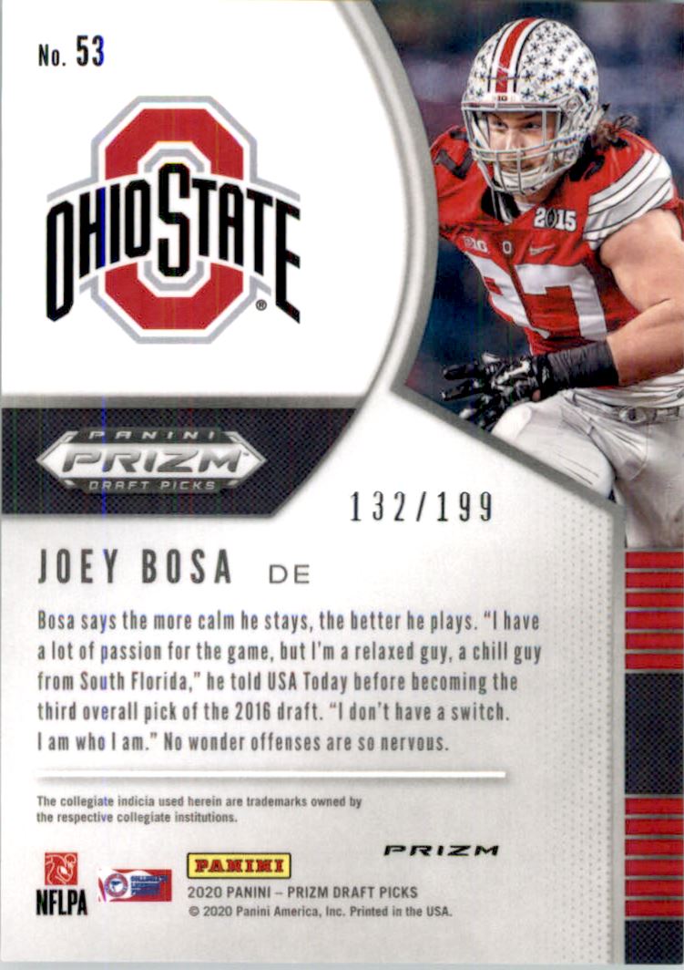 2020 Panini Prizm Draft Picks Prizms Purple and Green #53 Joey Bosa