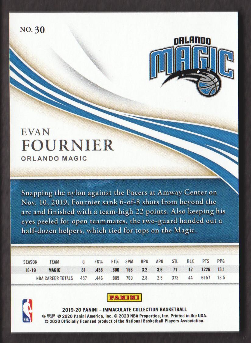 2019-20 Immaculate Collection #30 Evan Fournier back image