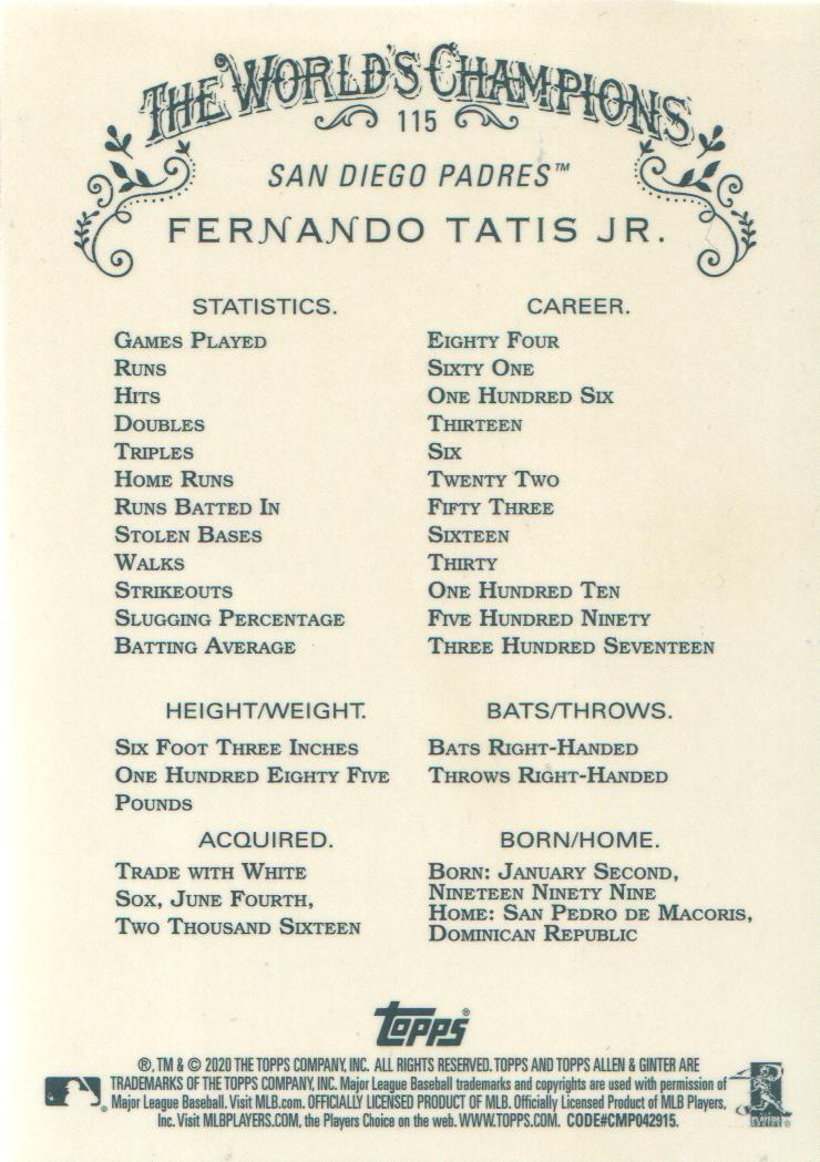 2020 Topps Allen and Ginter Chrome Baseball BASE Cards: Pick from List (#1-300) - Picture 88 of 280