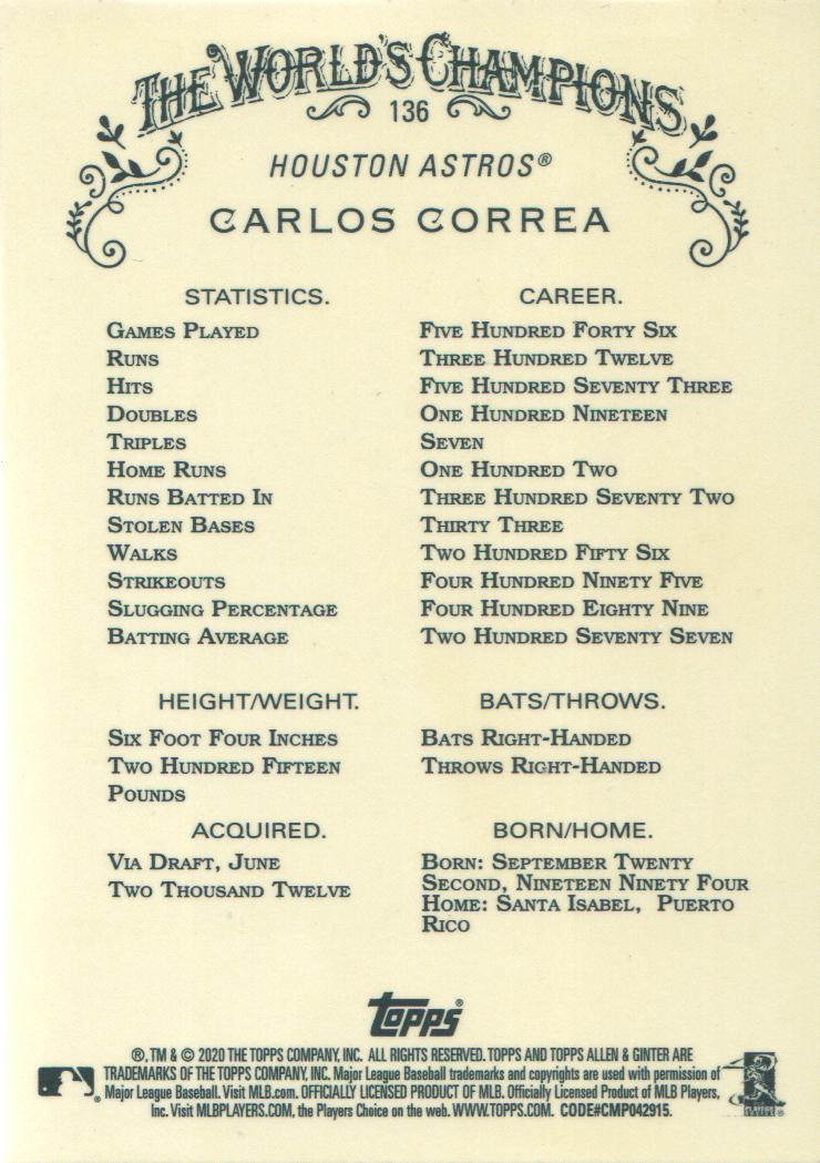 2020 Topps Allen and Ginter Chrome Baseball BASE Cards: Pick from List (#1-300) - Picture 106 of 280