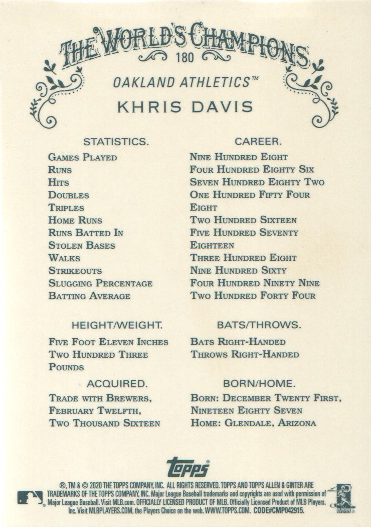 2020 Topps Allen and Ginter Chrome Baseball BASE Cards: Pick from List (#1-300) - Picture 152 of 280