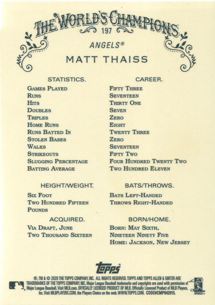 2020 Topps Allen and Ginter Chrome Baseball BASE Cards: Pick from List (#1-300) - Picture 170 of 280