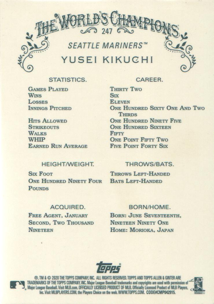 2020 Topps Allen and Ginter Chrome Baseball BASE Cards: Pick from List (#1-300) - Picture 222 of 280