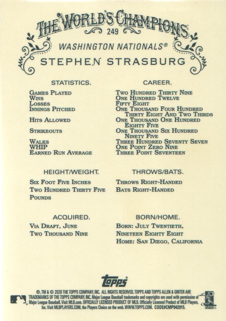 2020 Topps Allen and Ginter Chrome Baseball BASE Cards: Pick from List (#1-300) - Picture 225 of 280