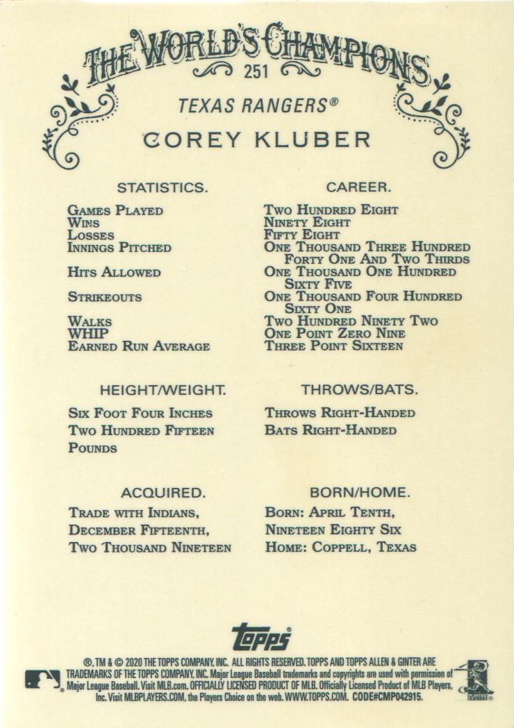 2020 Topps Allen and Ginter Chrome Baseball BASE Cards: Pick from List (#1-300) - Picture 228 of 280