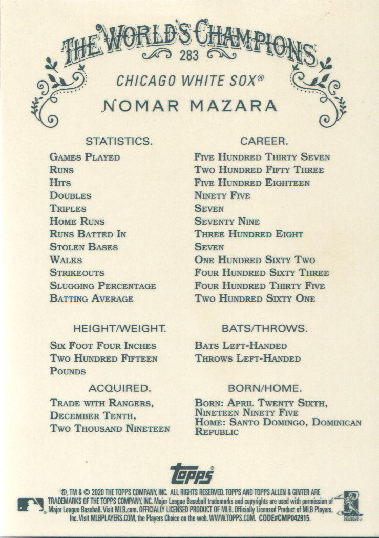 2020 Topps Allen and Ginter Chrome Baseball BASE Cards: Pick from List (#1-300) - Picture 263 of 280