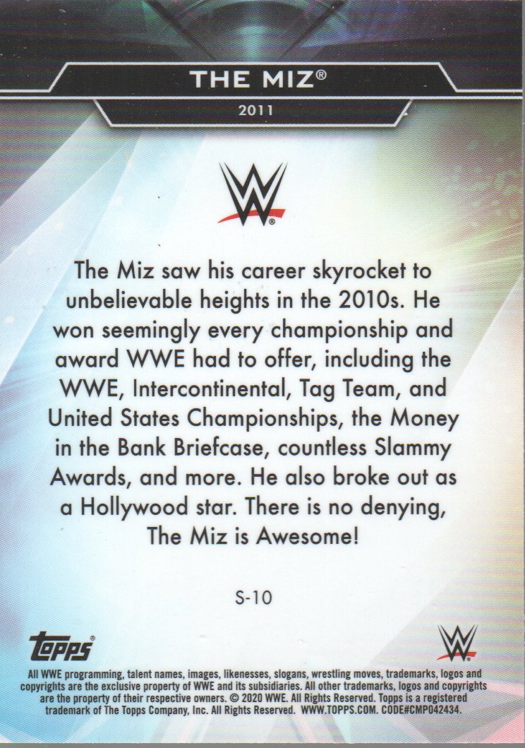 2020 Finest WWE Decade's Finest Superstars #S10 The Miz back image
