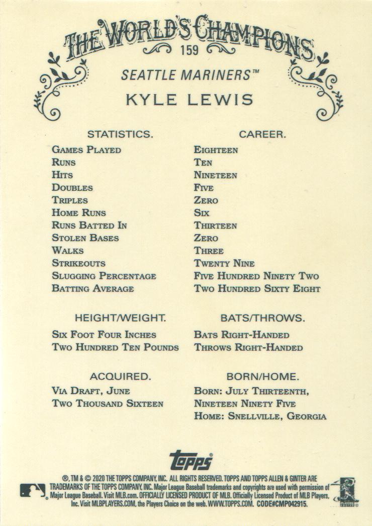 2020 Topps Allen and Ginter Chrome Baseball BASE Cards: Pick from List (#1-300) - Picture 126 of 280