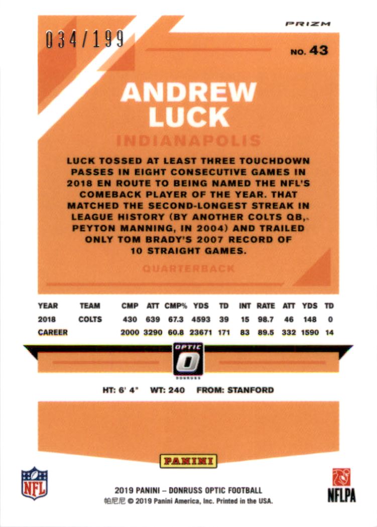 2019 Donruss Optic Orange #43 Andrew Luck